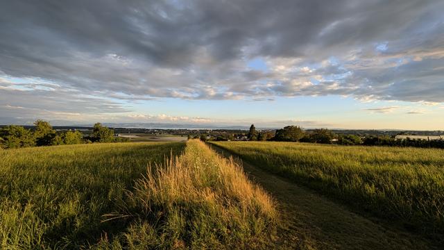 Great view from Haldenberg chapel to lake constance and switzerland