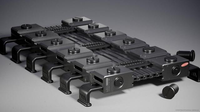 Segmented metal plate with bent arms and screw fixings