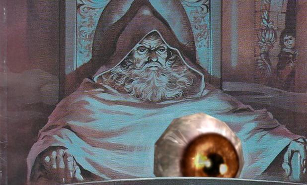 "Pondering my orb" meme (wizard looking at glass ball with a shining blue light), but instead of the orb it's Orbb from Quake 3 Arena