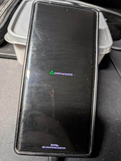 Google Pixel 6 Pro (google-raven) showing the postmarketOS bootsplash