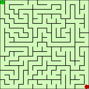 A computer generated 19 by 19 maze.