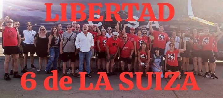 Imagen de personas junto a un autocar y el texto: 
libertad
6 de la Suiza