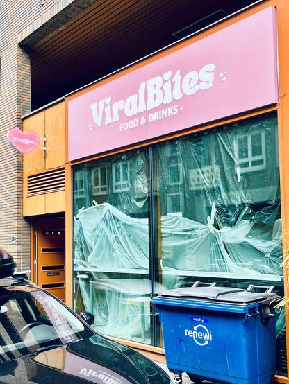 Storefront of “ViralBites”, the store is being renovated, but the signs are already on display.