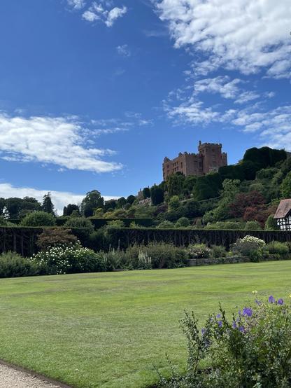 View of Powis castle from one of the lawns and formal gardens