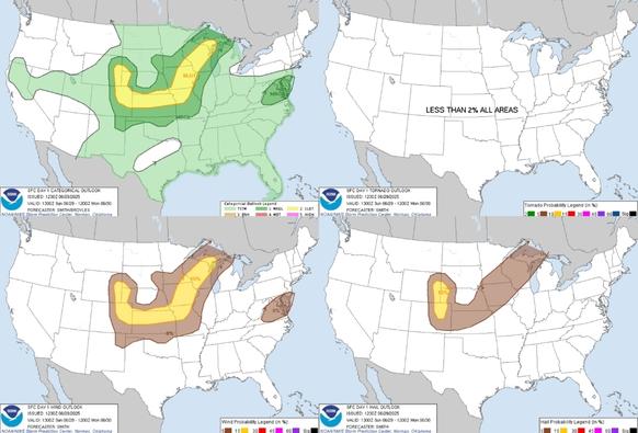 Areas of Severe Thunderstorms and Heavy Rain Possible through the Weekend
There will be daily chances for scattered thunderstorms across portions of the Central and Eastern U.S. through the weekend, with severe thunderstorms possible in the northern Plains and Upper Midwest. Potential severe storm hazards may include large hail, damaging winds, and a few tornadoes. Storms could also produce heavy rain that may lead to isolated instances of flash flooding