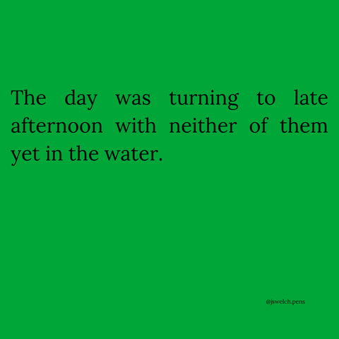 The day was turning to late afternoon with neither of them yet in the water.
