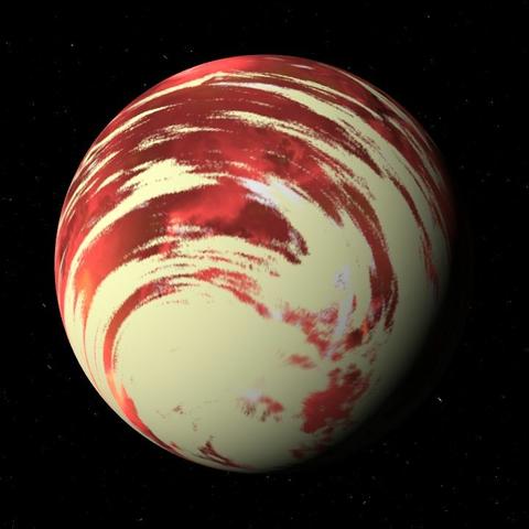 A computer-generated representation of the HR 858 d exoplanet.