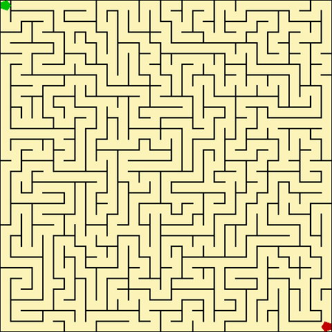 A computer generated 31 by 31 maze.