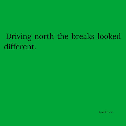 Driving north the breaks looked different.