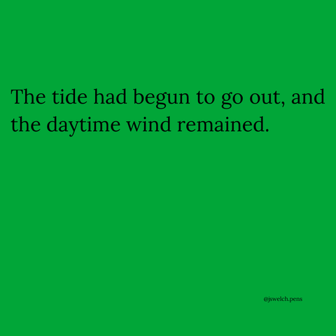 The tide had begun to go out, and the daytime wind remained.