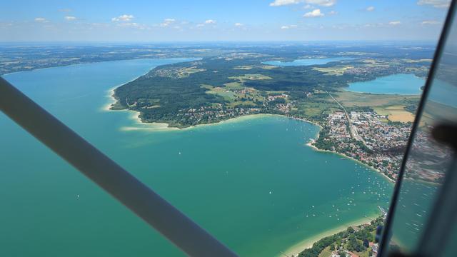 View of Ammersee (and Pilsensee and Wörthsee). Bay of Herrsching.