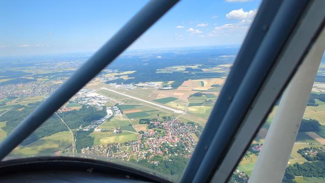 Home bitter-sweet home! Oberpfaffenhofen Special Airport from above through the windshield.