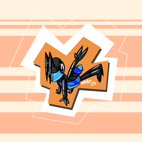 Cobalt strikes a pose: three hands on the ground, one giving you a "V" sign, the rest of his body in the air.