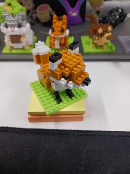 A small fox made of Lego.