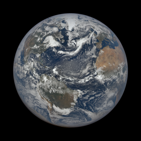 A photo of Earth from the EPIC camera onboard the DSCOVR spacecraft.