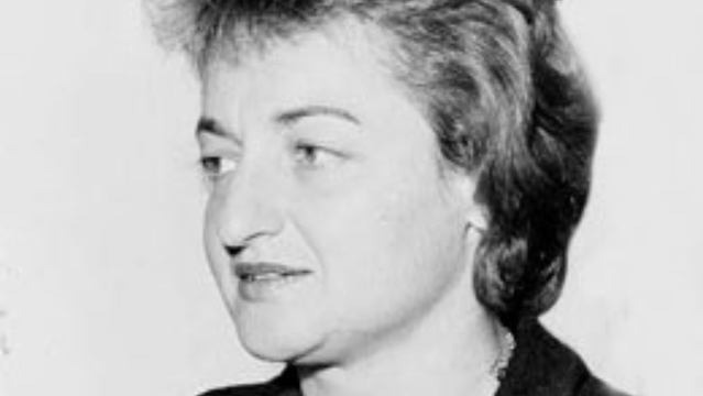 photo of Betty Friedan: a white woman, author of the Feminine Mystique which is credited with launching second wave feminism.