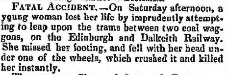 FATAL ACCIDENT - Caledonian Mercury - 5th March 1838