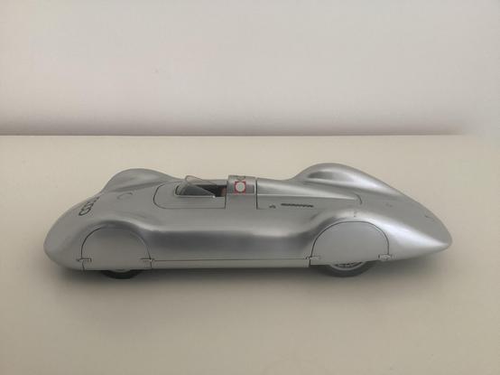 Silver Typ C Auto Union record-setting car, side view