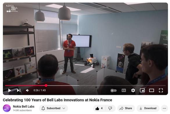 Promotional video of Celebrating 100 Years of Bell Labs Innovations at Nokia France