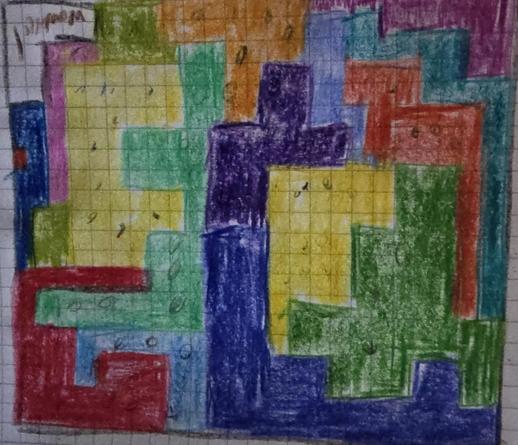 Viele bunte Formen dicht aneinander