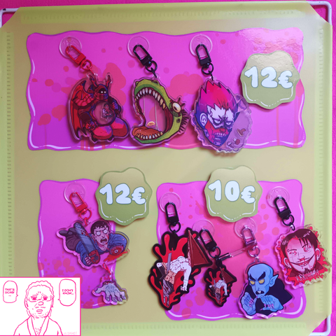Japan Expo promo post showing horror charms (Evil Dead, Dorohedoro, Ichi the Killer...)