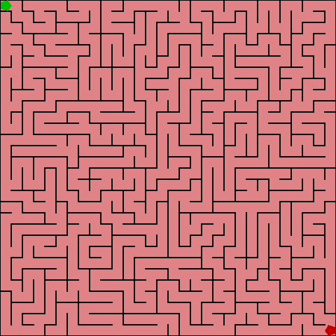 A computer generated 30 by 30 maze.