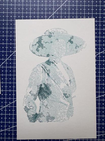4x6inch plot of a lady in a hat.