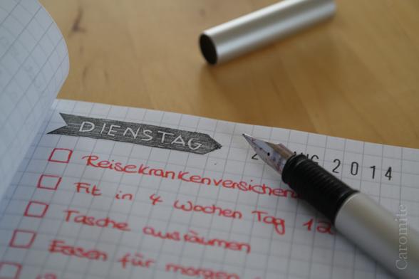 Bullet Journal mit selbstgeschnitztem Wochentags-Stempel
