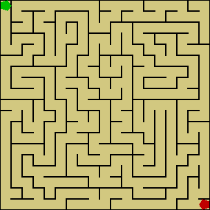 A computer generated 19 by 19 maze.
