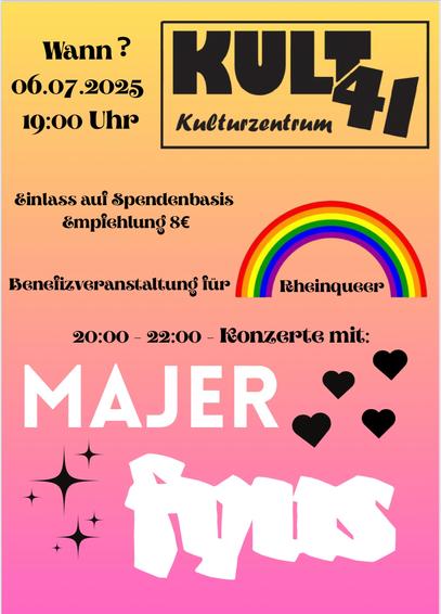 Benefiz-Konzert für RheinQueer – Flagge zeigen am 6. Juli 2025!