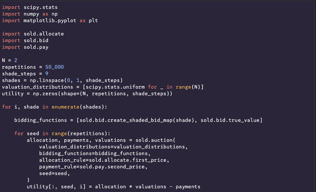 Python code to use the `sold` library.