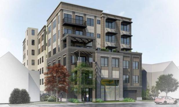 Rendering of proposed six-story apartment building
