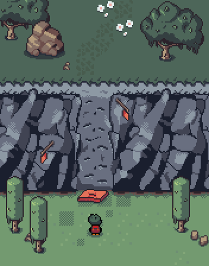 A climbable wall, in a pixelart style.