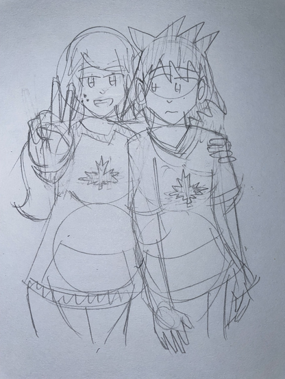 Celeste and Terry with maple leaf shirts