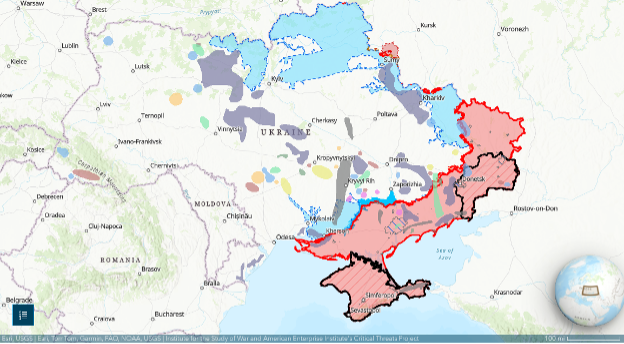 Assessed Control of Ukraine as of June 30, 2025, additional colors indicate rare earth deposits. Credit: Institute for the Study of War