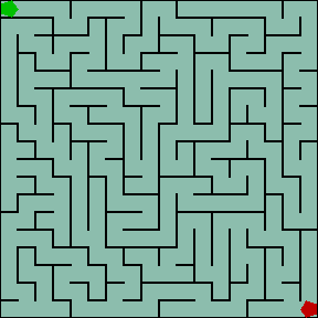 A computer generated 18 by 18 maze.
