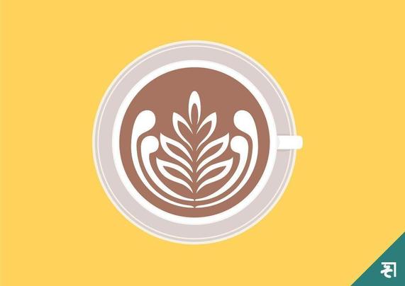 上から見たカフェラテのイラスト