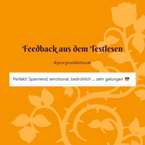 Positives Feedback meiner Testleserinnen - Screenshots auf gelbem Hintergrund.