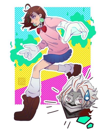 full body illustration of momo ayase from dandadan