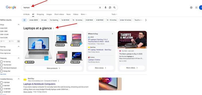 at a glance in google