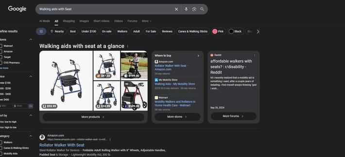 at a glance in google