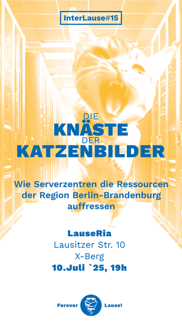 Die Knäste der Katzenbilder - Wie Serverzentren die Ressourcen der Region Berlin-Brandenburg auffressen - LaueRia, Lausitzer Str. 10, X-Berg, 10.07., 19h
