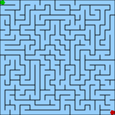 A computer generated 23 by 23 maze.
