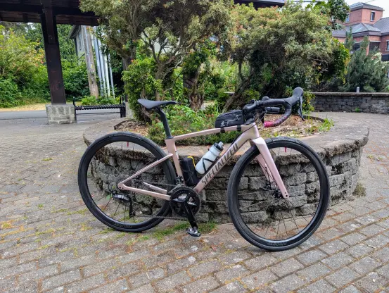 My road bike equipped with the new Nepest NOVA 35 carbon wheels. Photo taken at the south entrance to the Interurban North trail, Shoreline, WA
