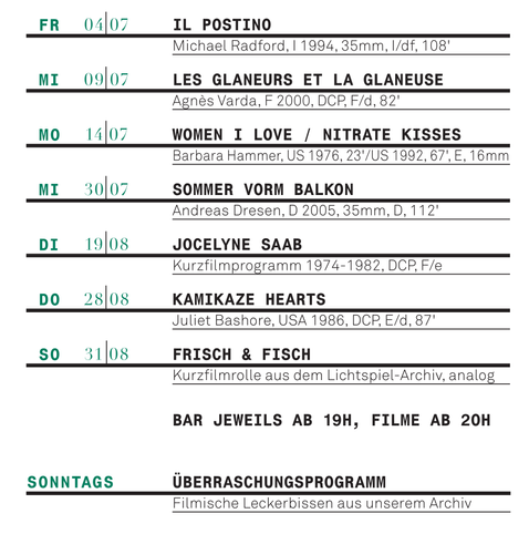 Das Sommerprogramm im Detail.