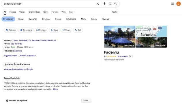 Google tests local panel sub-menu directly below the main search bar / box options, then when selected it takes over the search results section on the left