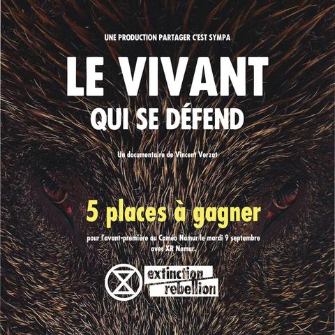 Affiche avec une tête de sanglier pour le documentaire 
"Le vivant qui se défend"
5 places à gagner