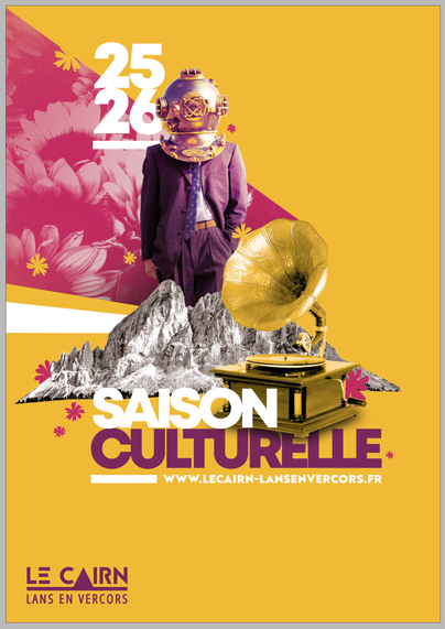 couverture du programme et affiche de saison de la salle "Le cairn" de Lans en Vercors
