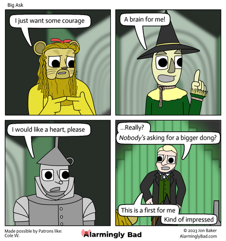 Alarmingly Bad comic where the wizard of oz gang meets the wizard