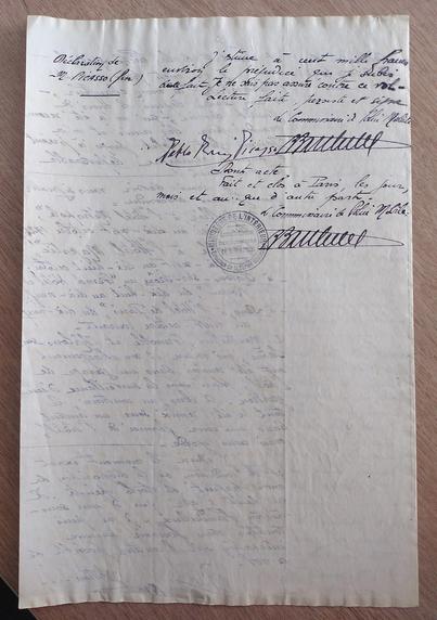 Procès verbal de déclaration de vol de tableaux de Picasso, convoyés depuis Perpignan sur le toit d'une voiture (1926) : quatrième et dernière page (avec signatures)